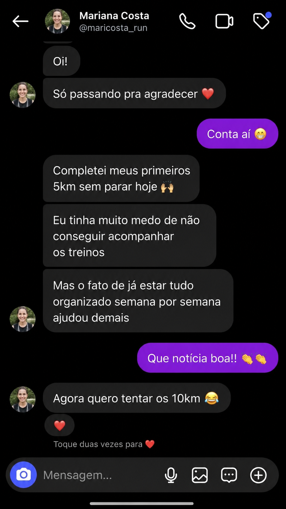 Depoimento de Mariana Costa no Instagram