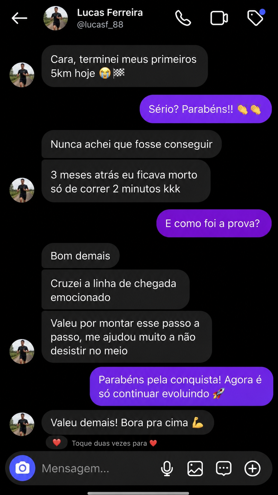 Depoimento de Lucas Ferreira no Instagram